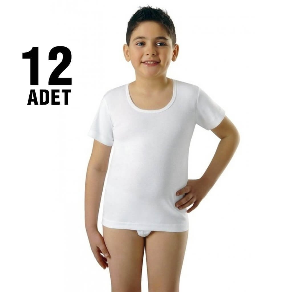 Pamuklu Rahat Kesim Erkek Çocuk Atlet Seher Yıldızı 0038 - Beyaz
