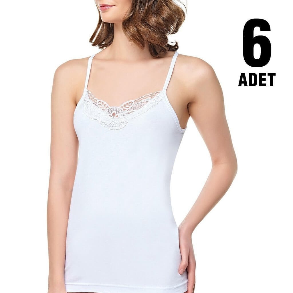 Pamuklu İp Askılı Hazıryaka Atlet Seher Yıldızı 0013 - Beyaz