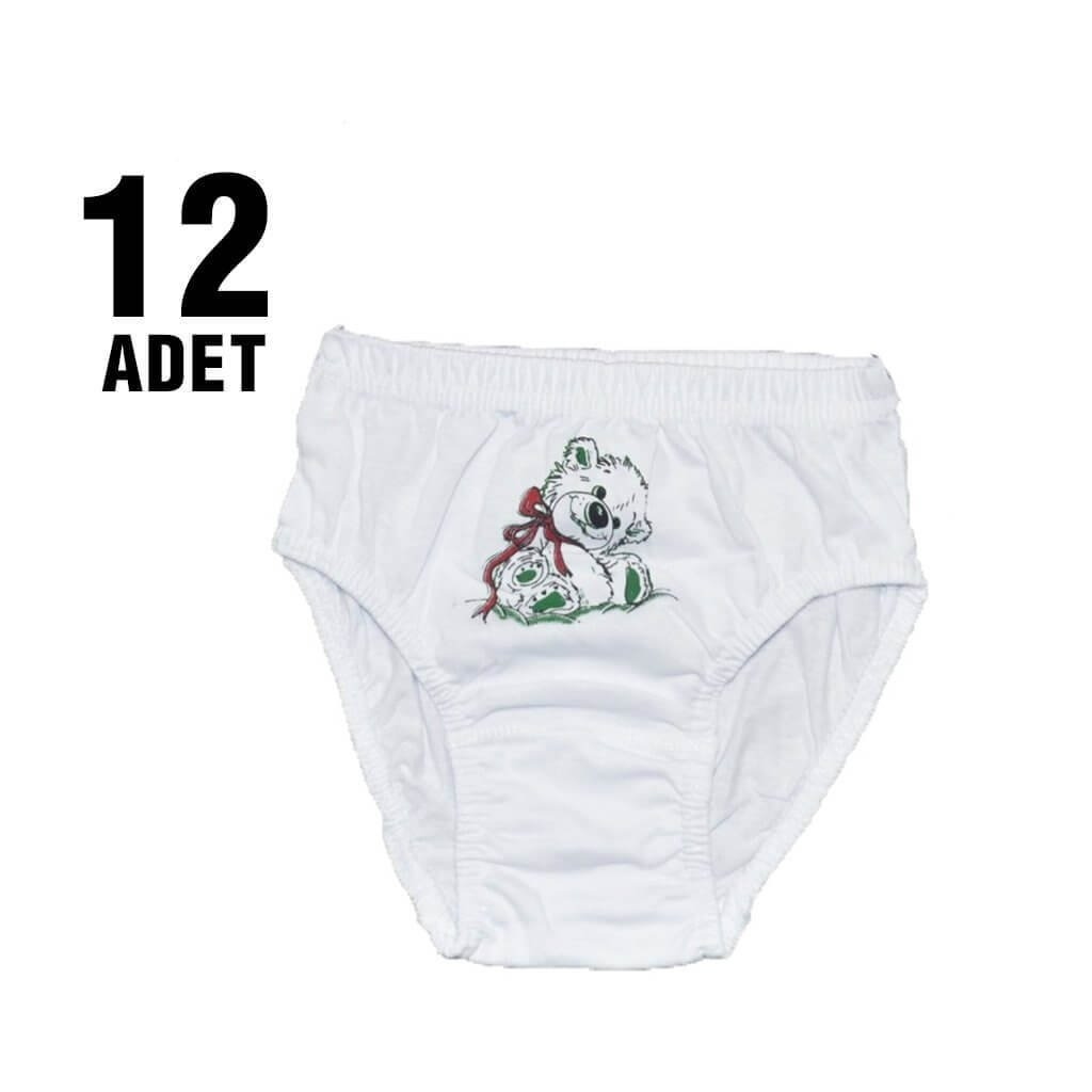 %100 Pamuk Esnek Lastik Slip Külot 12Li Seher Yıldızı 0051 - Beyaz