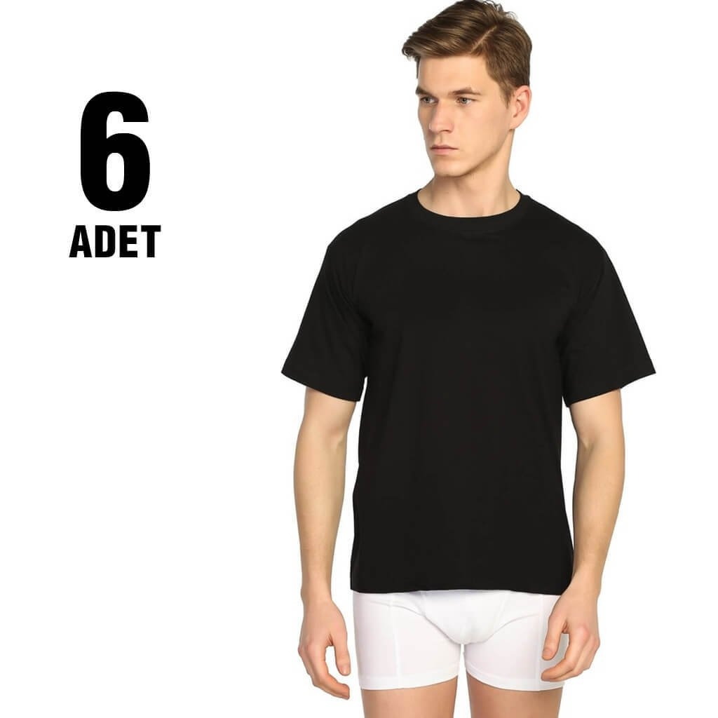 Renkli Ribana Kesim Sıfır Yaka Erkek Atlet Seher Yıldızı 0003 - Siyah