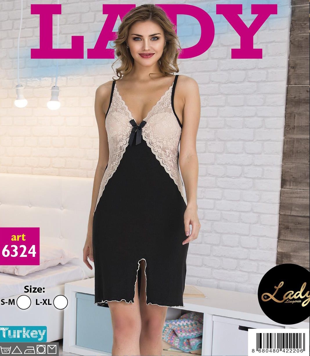 Lady Dantelli Askılı Kısa Gecelik Pamuklu Lady 6324