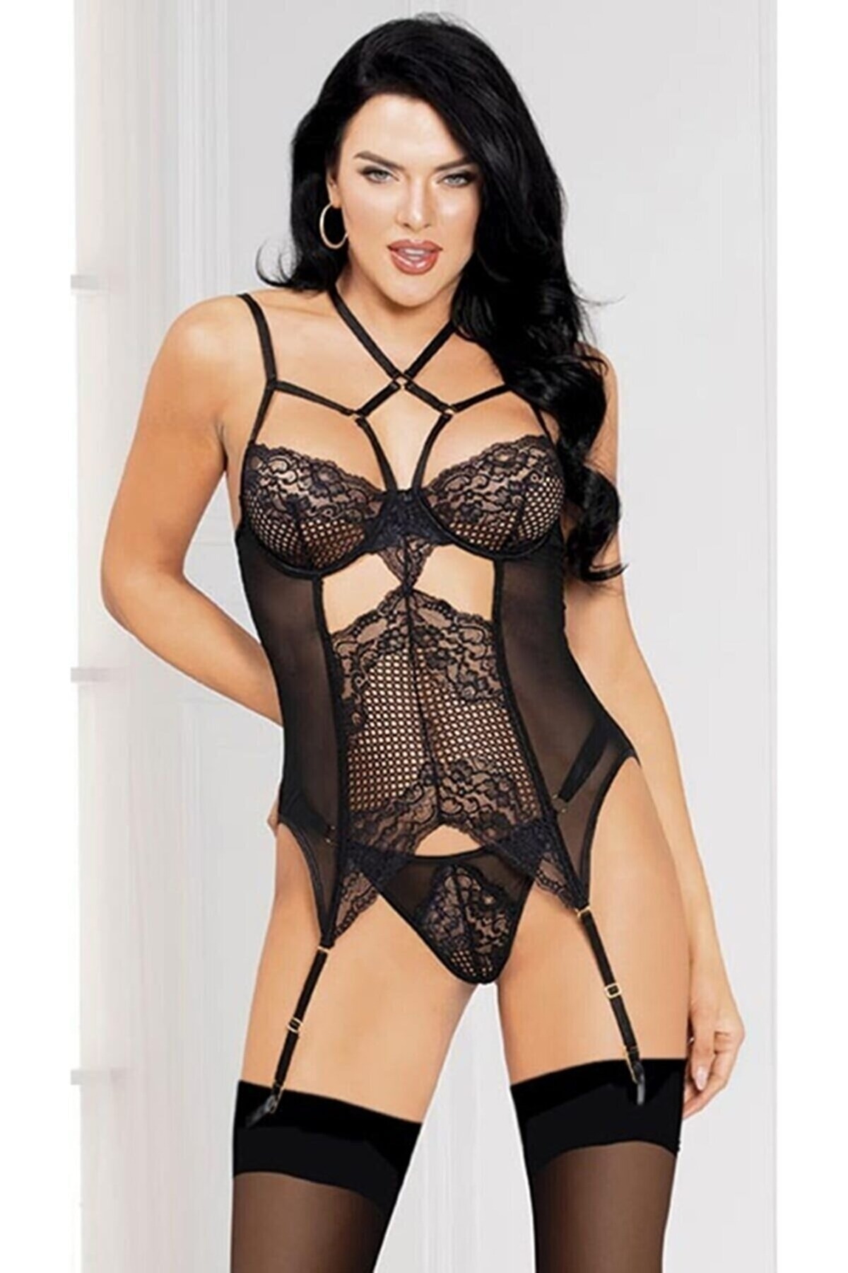 Dantelli Jartiyer Kemeri Ayarlanabilir Klips For Dreams 8291 - Siyah