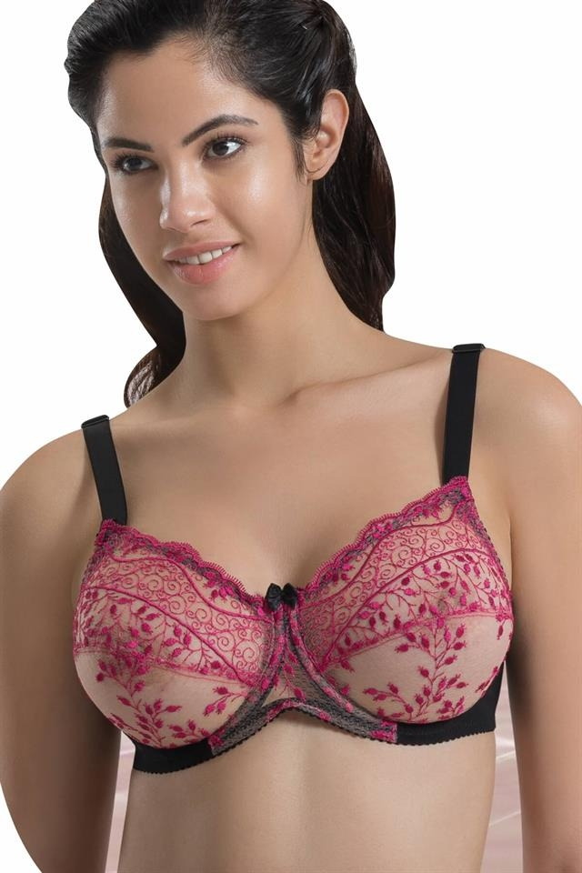 Balenli Toparlayıcı Minimizer D Cup Sütyen Emay 148 - Siyah Pembe