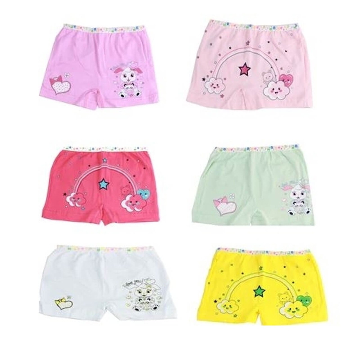 %100 Pamuklu Esnek Lastikli Kız Çocuk Boxer Şort Tutku 0181 - Asorti