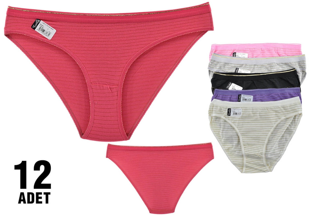 Yüksek Pamuk Oranı Dikişli Slip Külot Tutku 0526 - Asorti