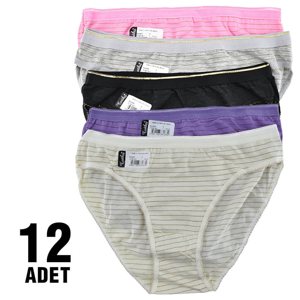 Yüksek Pamuk Oranı Dikişli Slip Külot Tutku 0526 - Karişik Renk