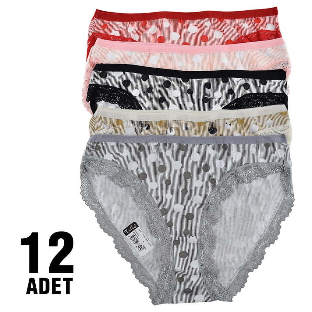 Pamuklu Yüksek Bel Slip Külot Tutku 0530 - Karişik Renk