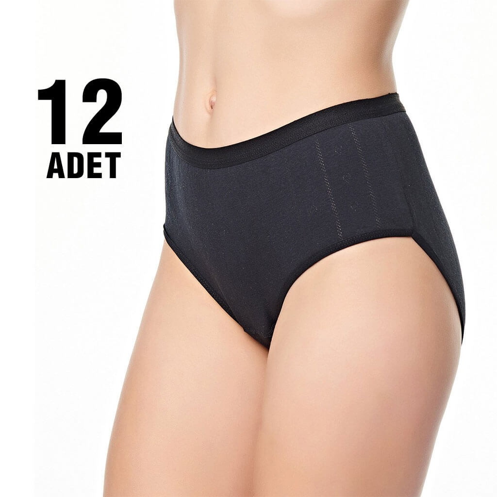 Yüksek Bel Dikişli Pamuk Bato Külot Tutku 0950 - Siyah