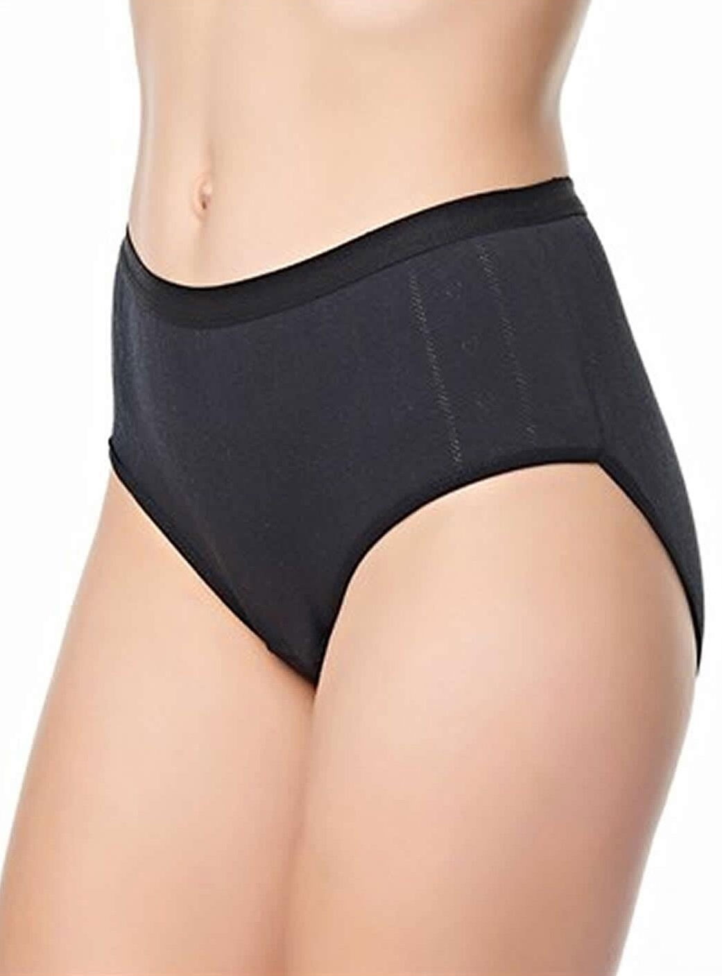 Yüksek Bel Dikişli Pamuk Bato Külot Tutku 0950 - Siyah