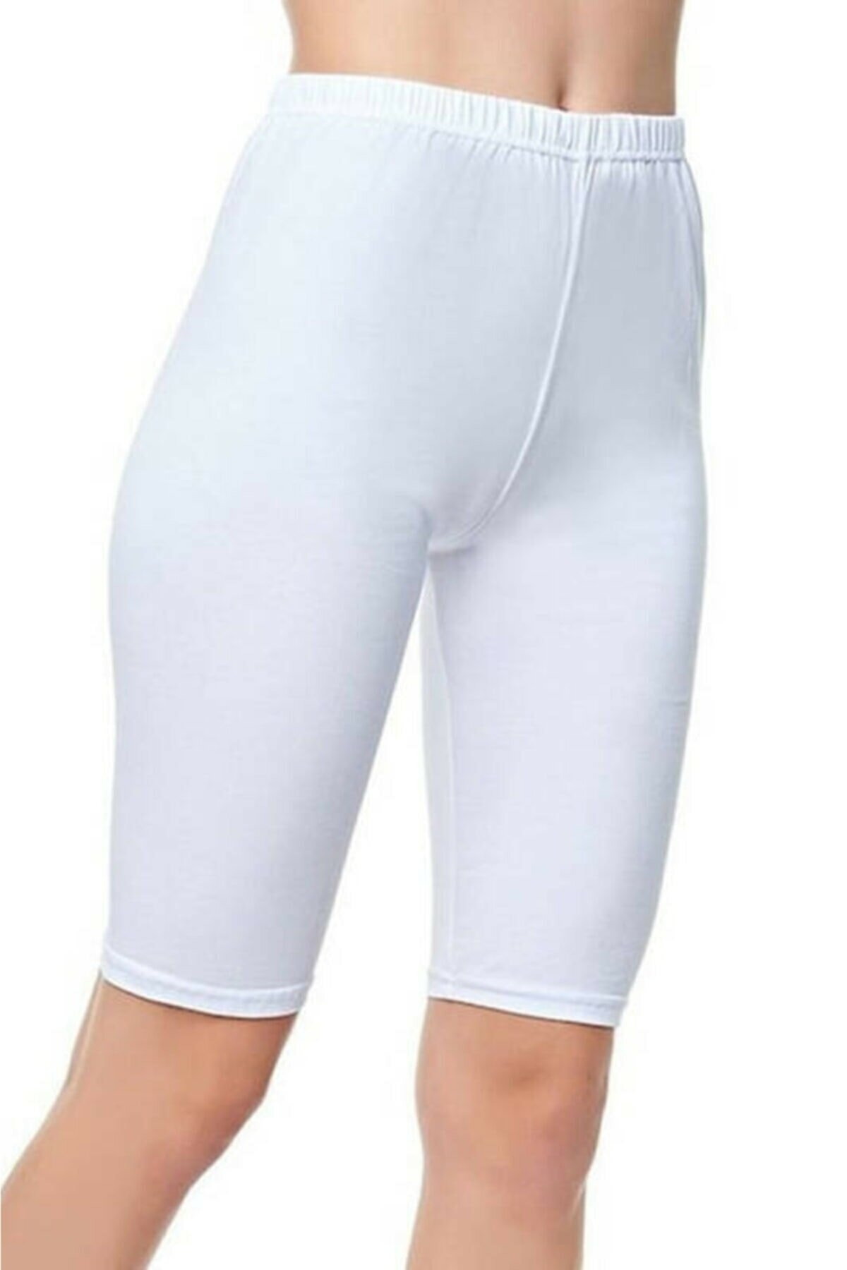 Pamuklu Yüksek Bel Kısa Tayt Tutku 0156 - Beyaz