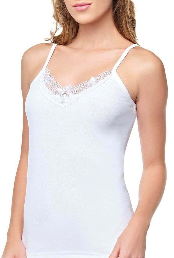 Pamuklu Dantelli İp Askılı Atlet Tutku 0139 - Beyaz