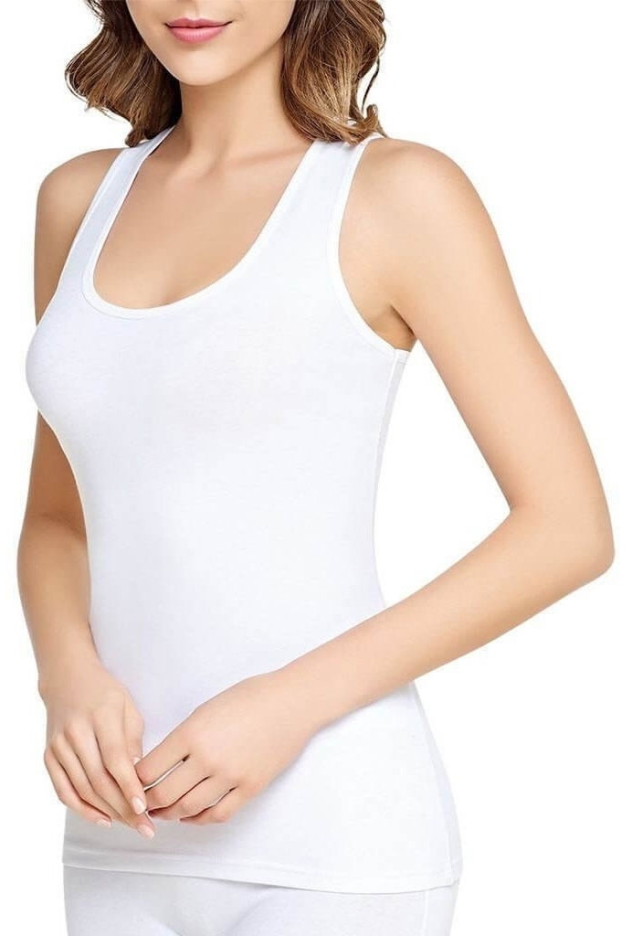 Kalın Askılı Pamuklu Atlet Kadın Tutku 0136 - Beyaz