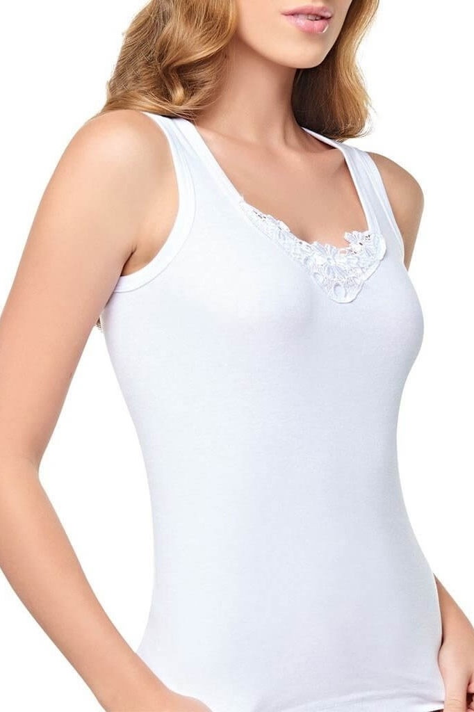 Kalın Askılı Ribana Dantel Atlet Tutku 0140 - Beyaz