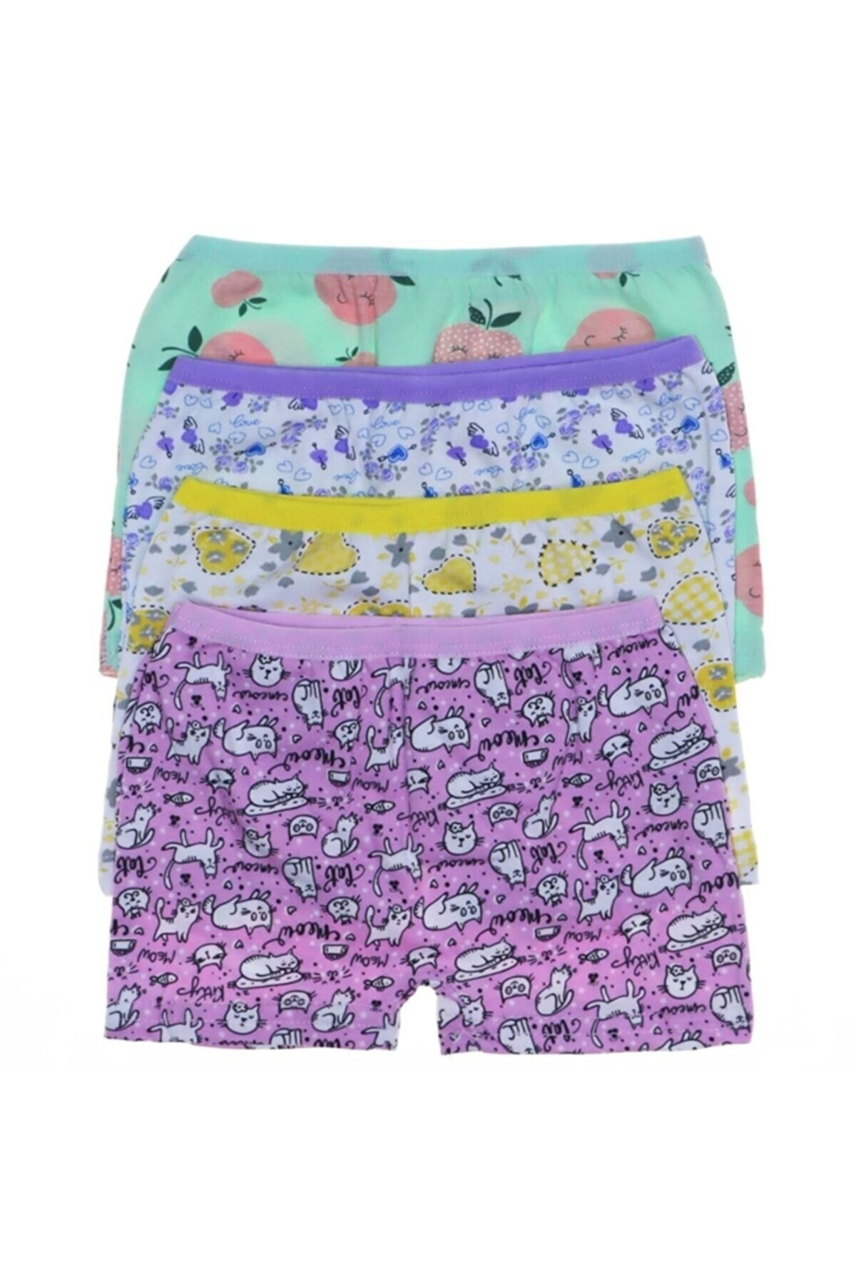 Pamuklu Yumuşak Lastikli Kız Çocuk Boxer Şort Tutku 0849 - Asorti