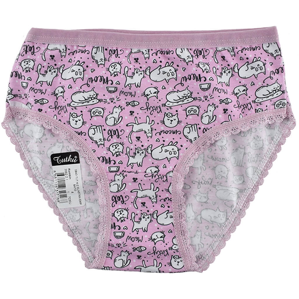 Tutku %100 Pamuklu Esnek Lastikli Kız Çocuk Slip Külot Tutku 0840 - Görsel 3