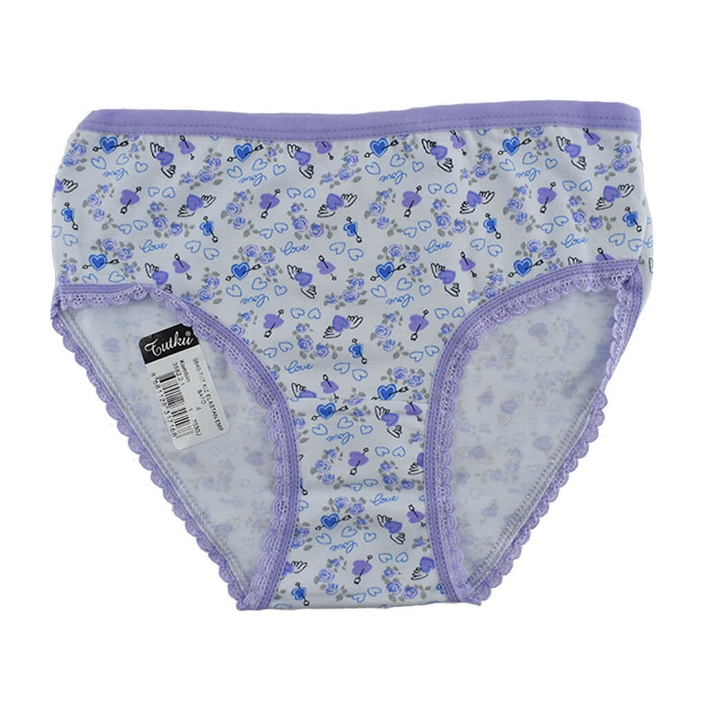 Tutku %100 Pamuklu Esnek Lastikli Kız Çocuk Slip Külot Tutku 0840 - Görsel 4