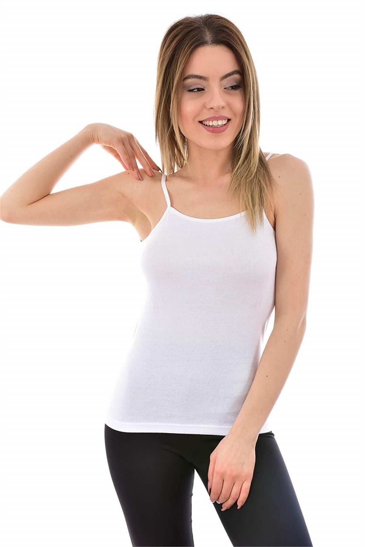 Pamuklu İnce Askılı Kadın Atlet Tutku 0146 - Beyaz