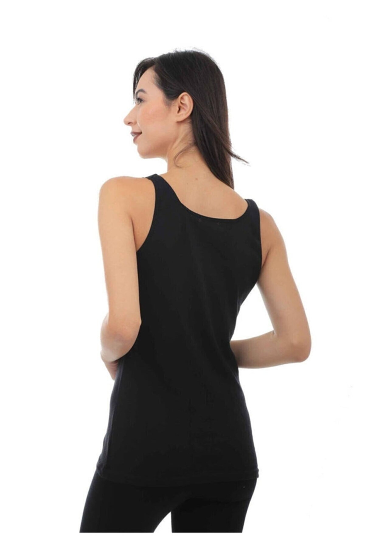 Kalın Askılı Pamuklu Atlet Kadın Tutku 0201 - Siyah