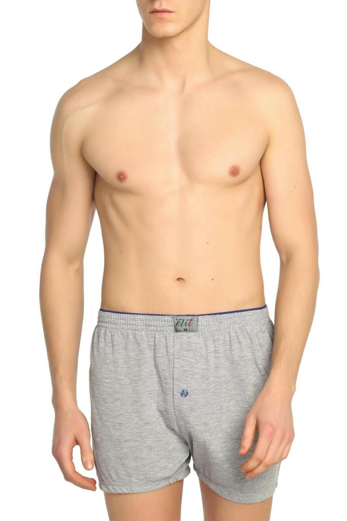 Pamuklu Düz Boxer Esnek Bel Tutku 1101 - Gri