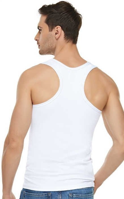 Pamuklu Likralı Uzun Kesim Erkek Atlet Tutku 1304 - Beyaz