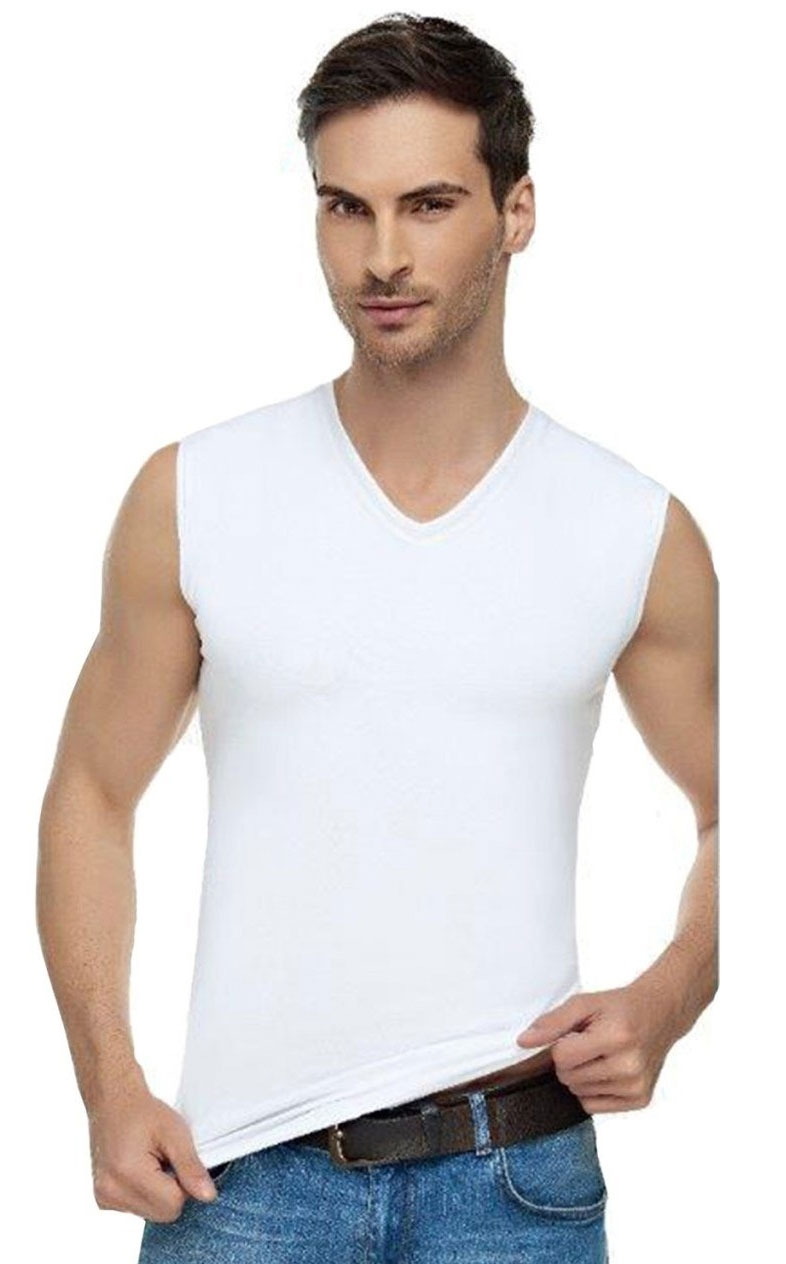 Tutku Elit Pamuklu Ribana V Yaka Sıfır Kol Atlet Tutku Elit 1305 - Görsel 2