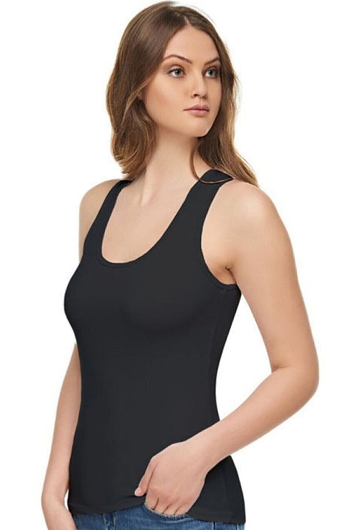 Geniş Askılı Nefes Alan Kadın Atlet Tutku Elit 2002 - Siyah