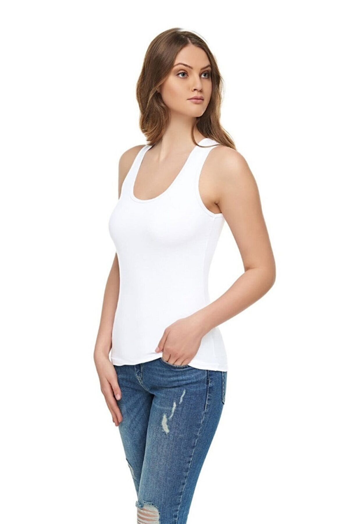 Pamuklu Nefes Alabilir Kadın Spor Atlet Tutku Elit 2003 - Beyaz