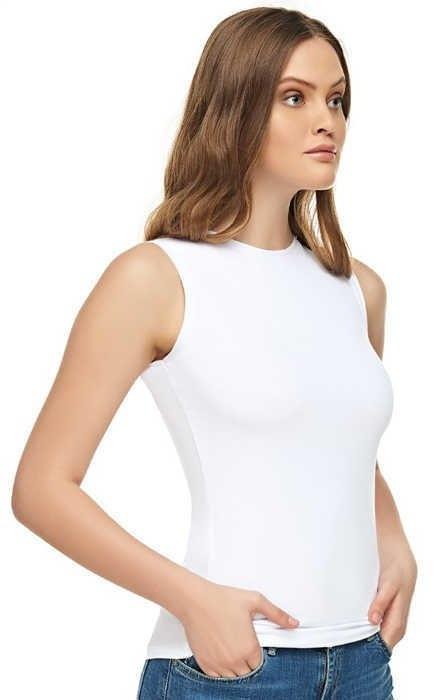 Pamuklu Esnek Sıfır Kol Atlet Tutku Elit 2201 - Beyaz