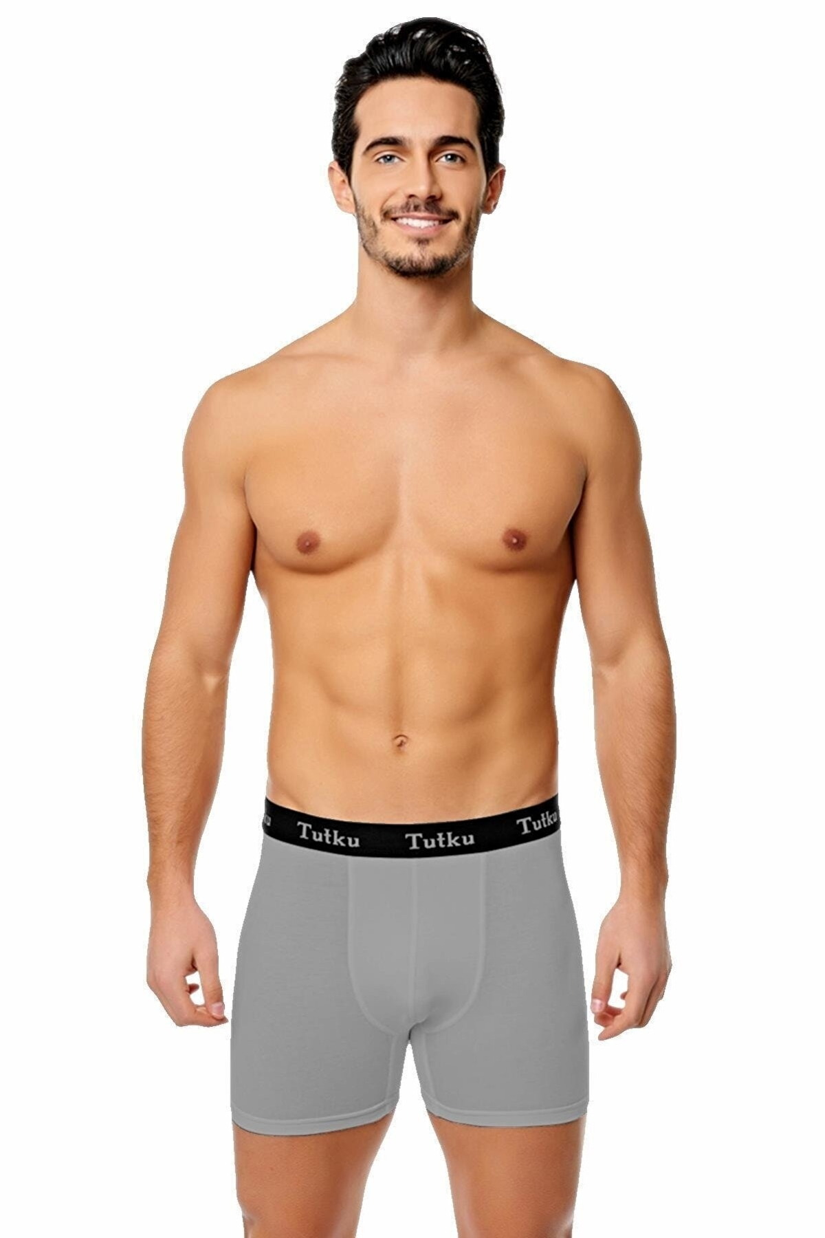 Pamuklu Esnek Bel Lastikli Boxer Tutku 0400 - Gri