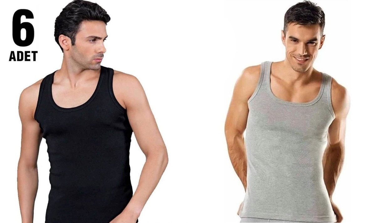 Pamuklu Ribana Askılı Erkek Atlet Tutku 0101-R - Siyah