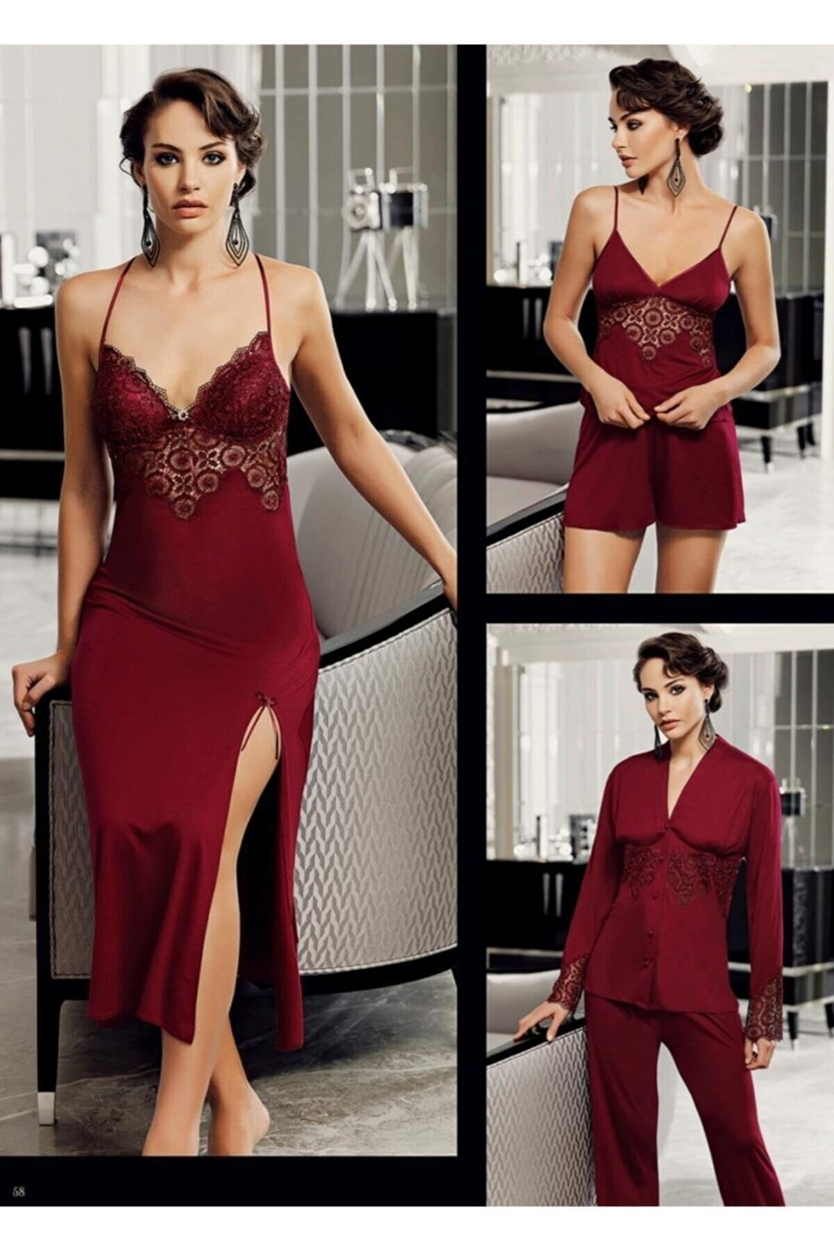 Perin Viskon Microfiber Uzun Gecelik Seti Perin 200 - Görsel 8