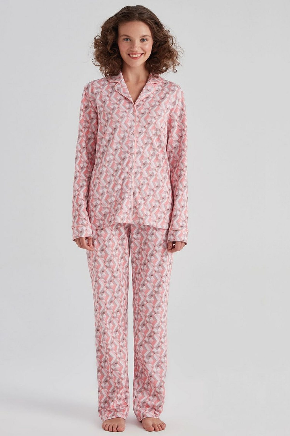 Eros Uzun Kollu Düğmeli Kadın Pijama Takım Eros 31510