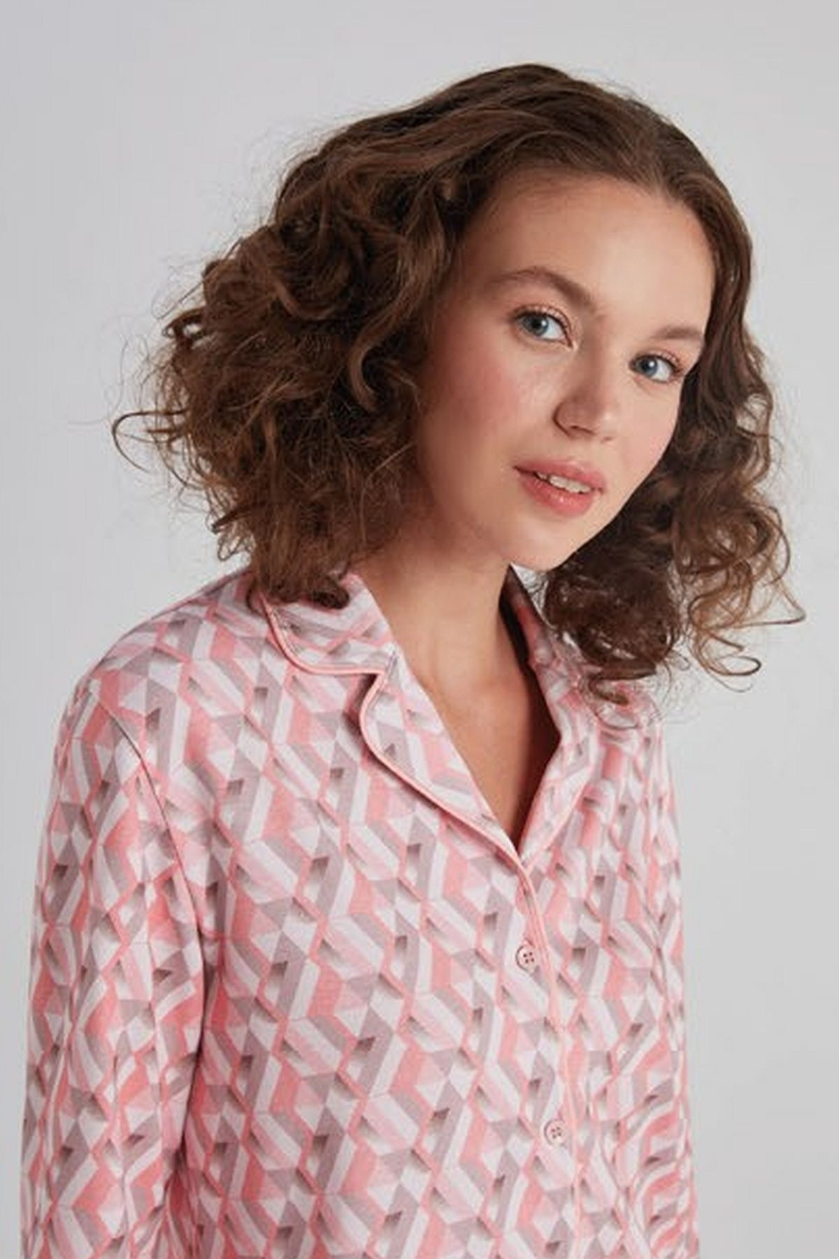 Eros Uzun Kollu Düğmeli Kadın Pijama Takım Eros 31510 - Görsel 2