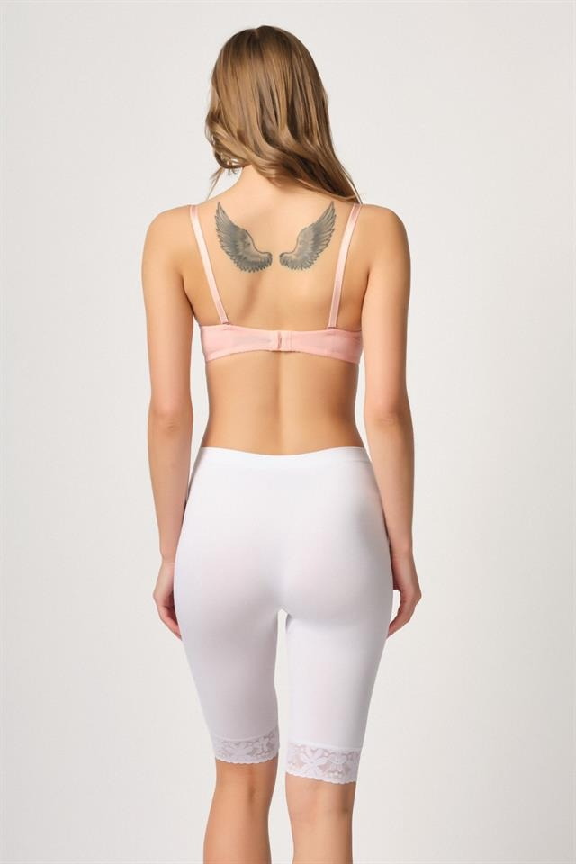 Uzun Paçalı Pamuklu Kadın Boxer Emay 3004 - Beyaz