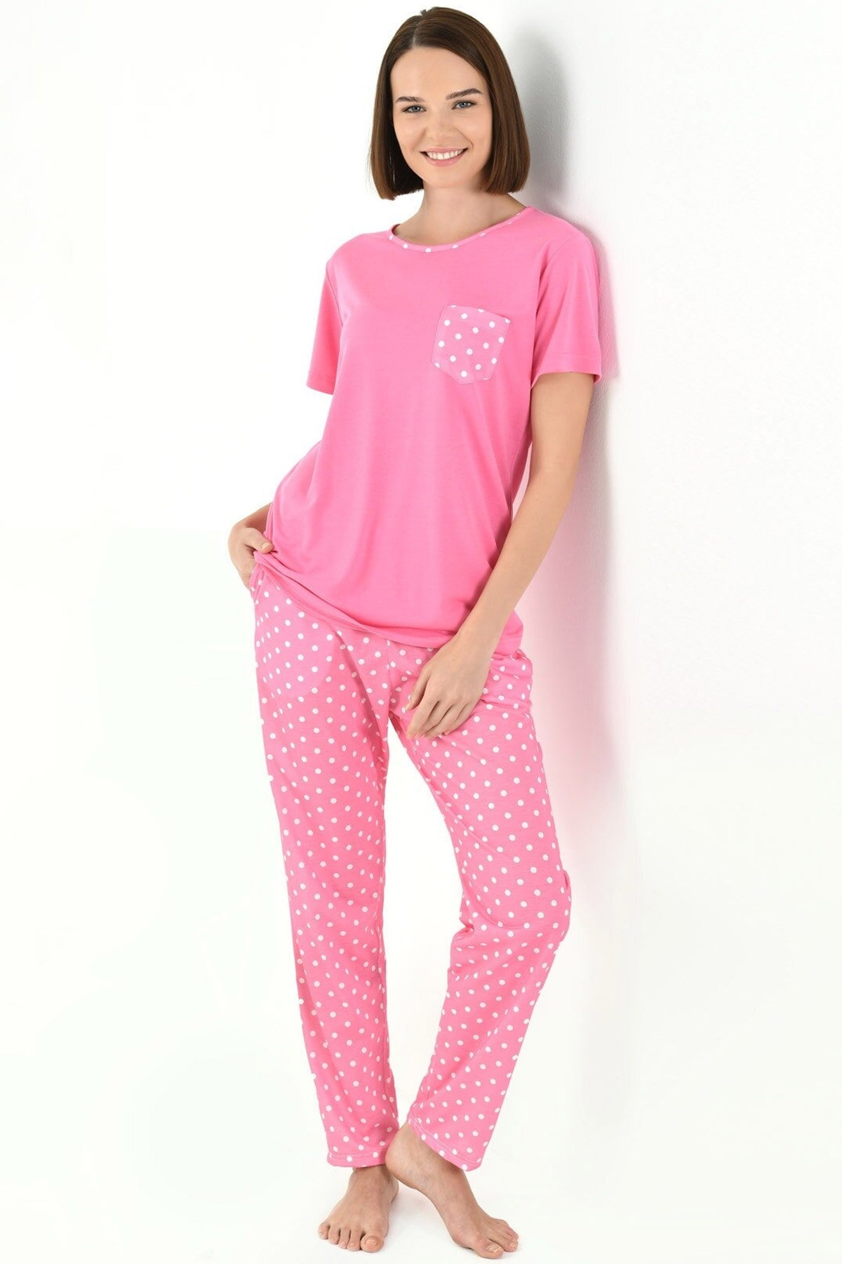 Yeni İnci Viskon Kadın Pijama Takımı Rahat Kesim Yeni İnci 1843