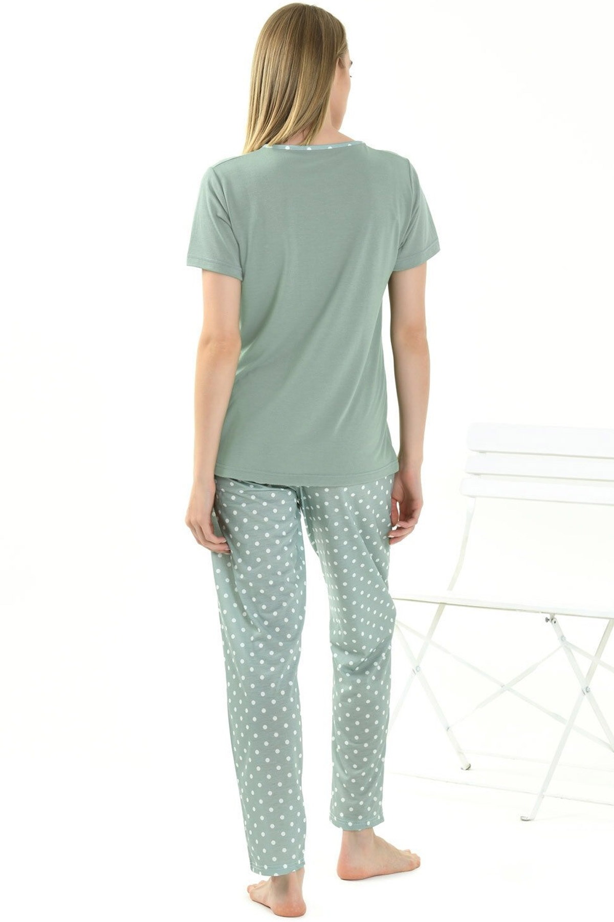 Yeni İnci Viskon Kadın Pijama Takımı Rahat Kesim Yeni İnci 1843 - Görsel 5