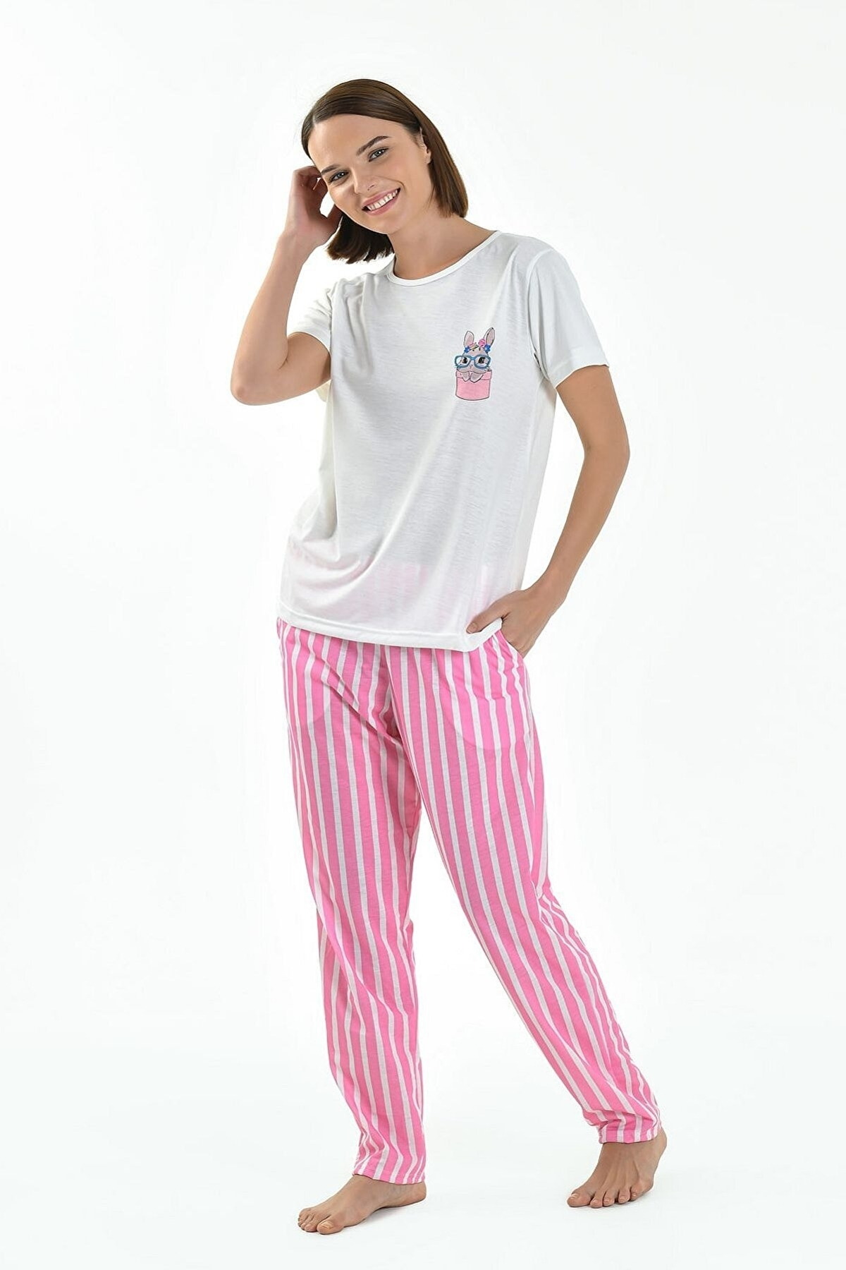 Yeni İnci Viskon Yazlık Kadın Pijama Takımı Yeni İnci 1799 - Görsel 4