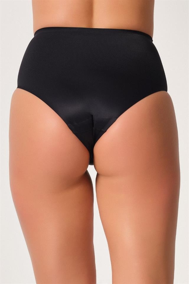 Yüksek Bel Lazer Slip Külot Pamuklu Emay 2801 - Siyah