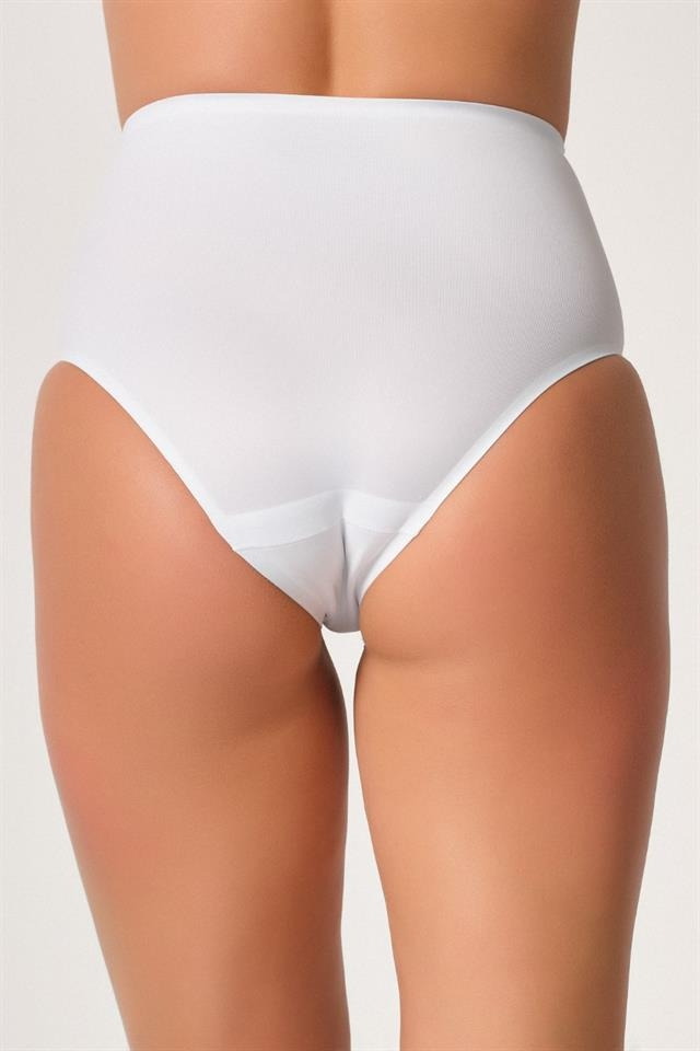 Yüksek Bel Lazer Slip Külot Pamuklu Emay 2801 - Beyaz