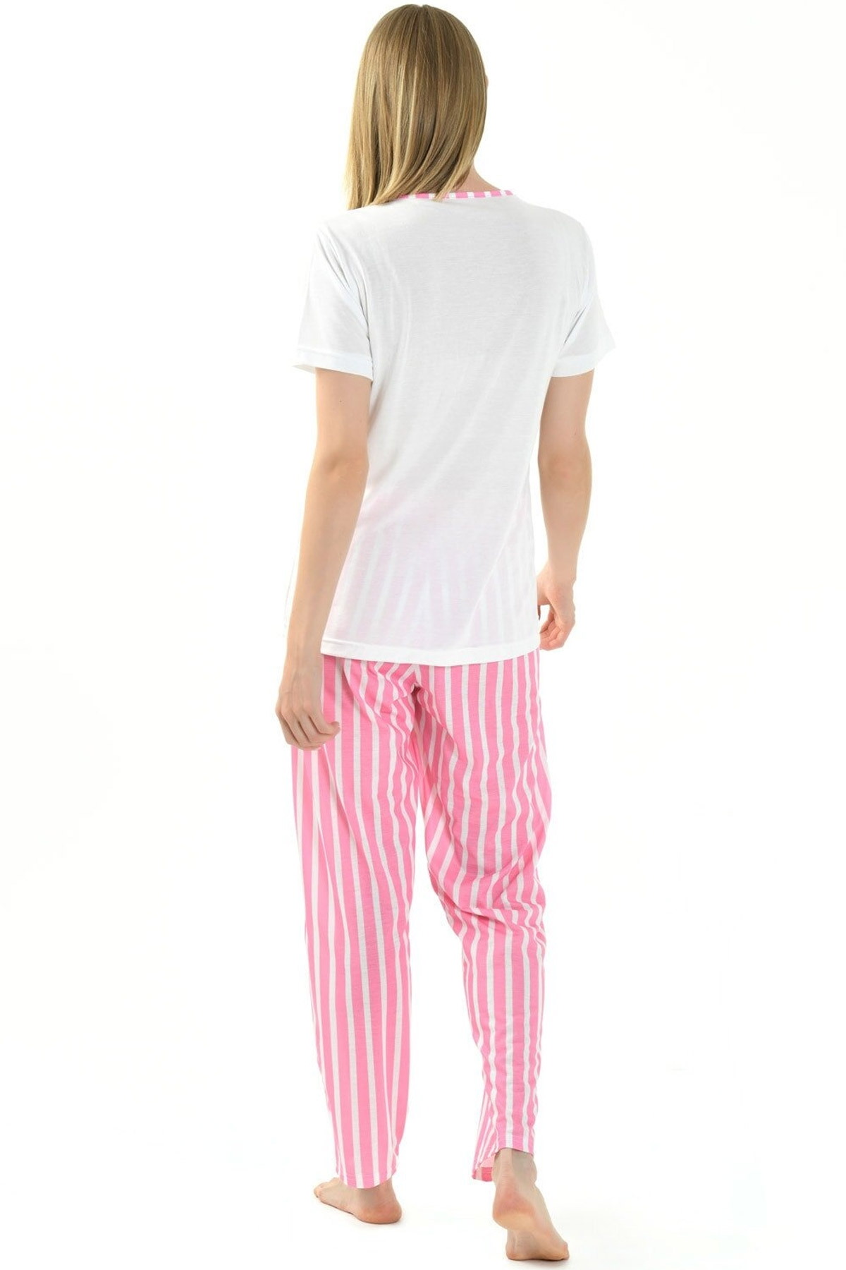 Yeni İnci Yazlık Viskon Kısa Kollu Pijama Takımı Yeni İnci 1849 - Görsel 5