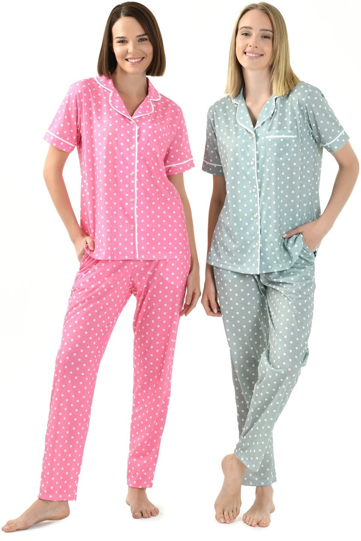 Yeni İnci Pembe Ekose Kısa Kollu Pijama Takımı Yeni İnci 1842