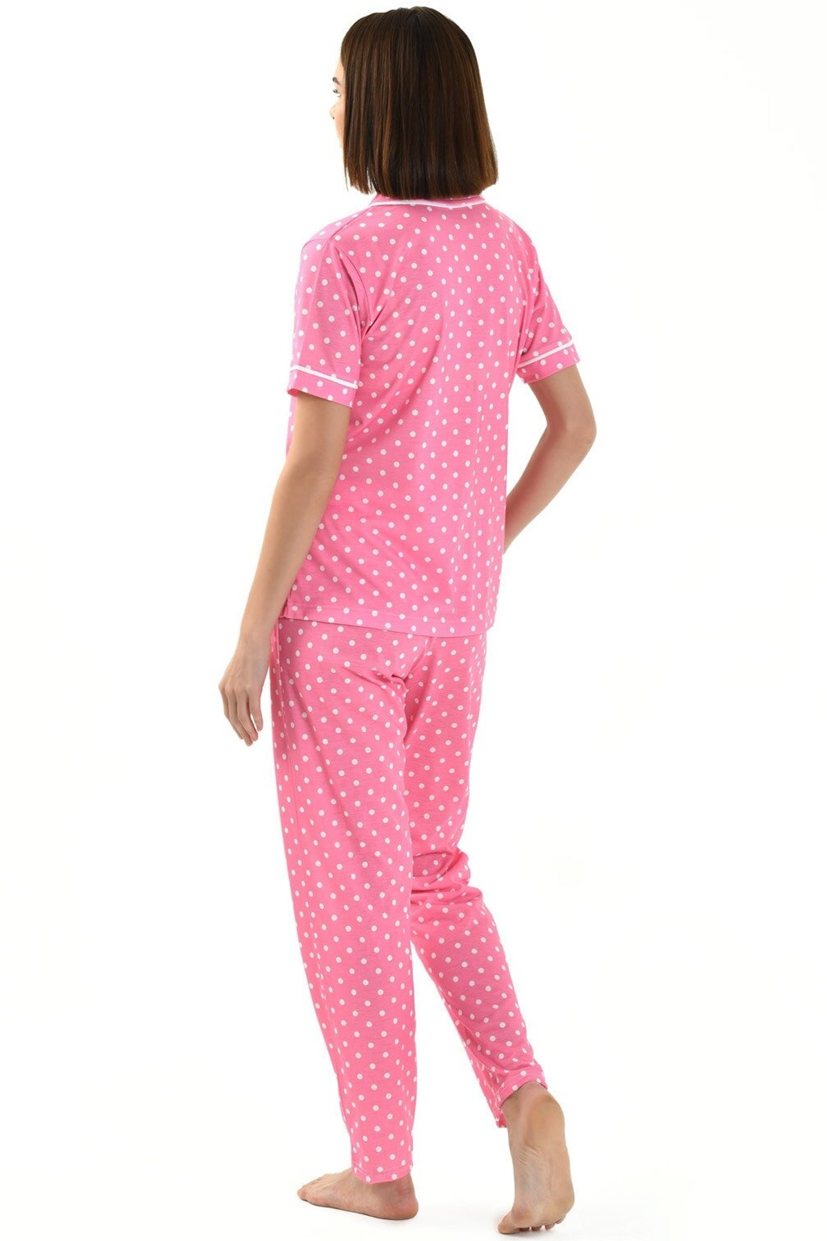 Yeni İnci Pembe Ekose Kısa Kollu Pijama Takımı Yeni İnci 1842 - Görsel 4