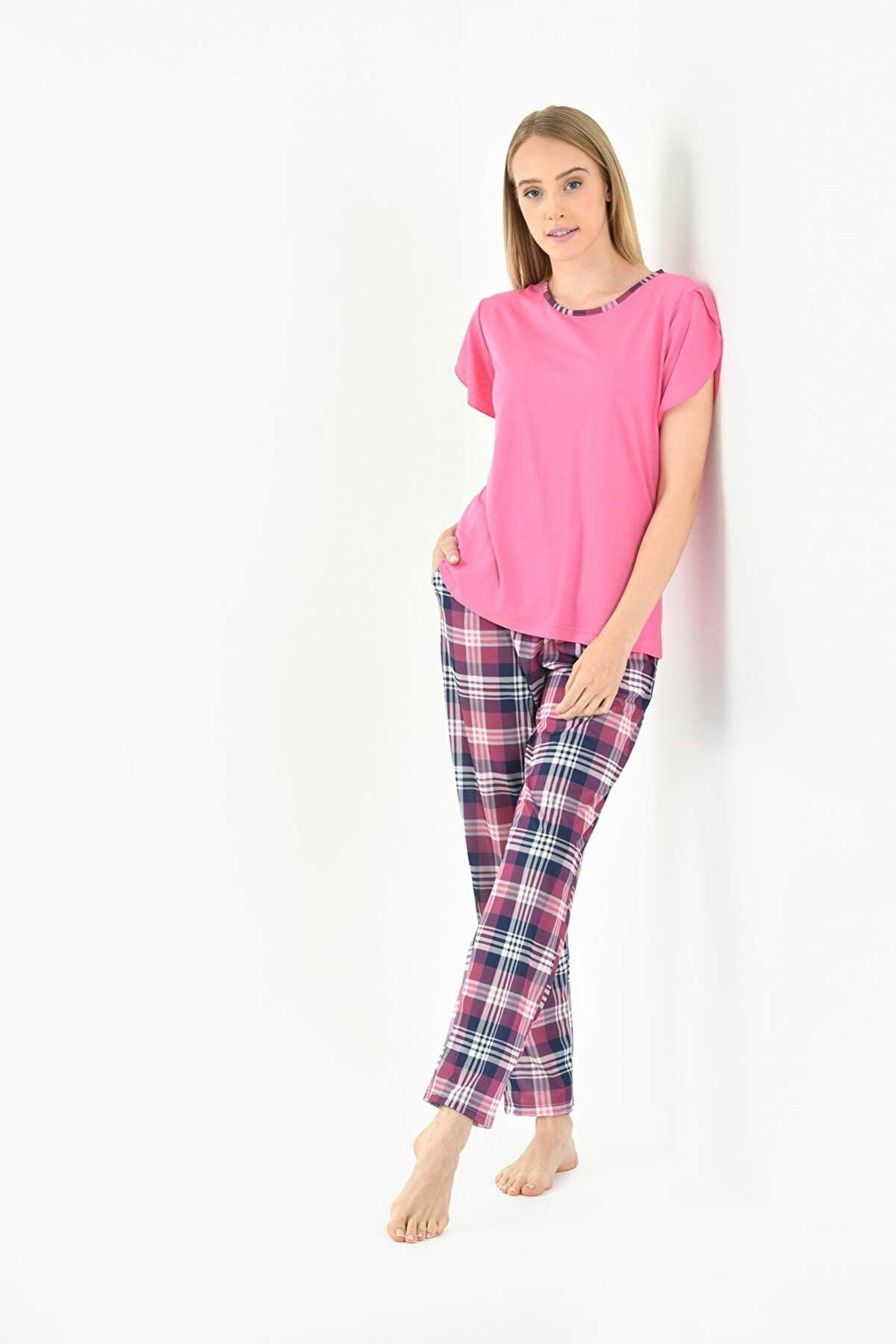 Yeni İnci Pamuklu Kısa Kollu Pijama Takımı Yeni İnci 1832 - Görsel 3