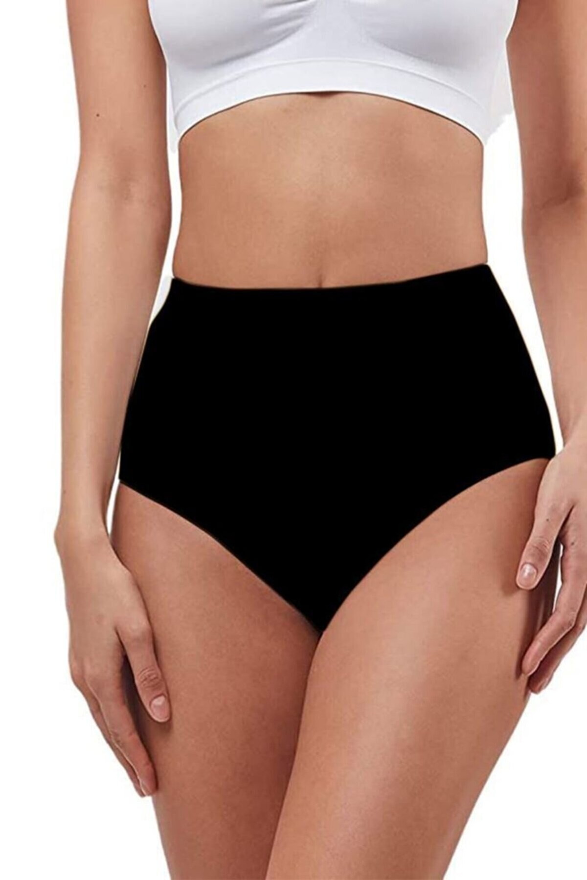 Yüksek Bel İz Yapmaz Pamuklu Slip Külot Elite Life 813 - Siyah