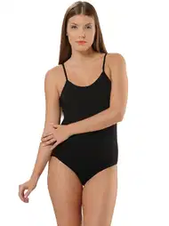 Siyah İnce Askılı Çıtçıtlı Body Pamuklu HMD 3002