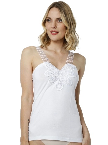 Likralı Beyaz Pamuklu Atlet Kadın HMD 2444