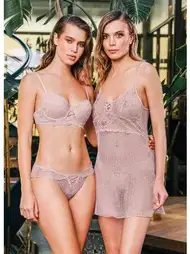 Siyah-Gri Kesim Detaylı 3'lü Kadın Gecelik Sütyen Takımı Büşra 1200