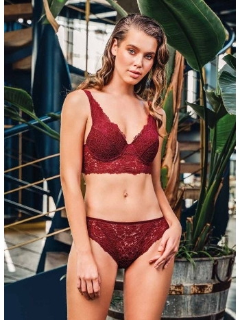 Balenli Desteksiz Sütyen Takım Bordo Büşra 313