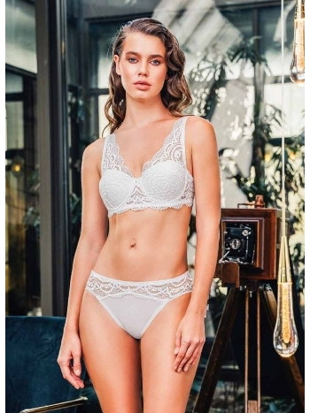Dantel Askılı Destekli Sütyen Takım Ekru Bordo Büşra 884