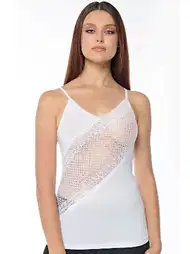 Dantel İşlemeli Pamuklu Askılı Atlet Kolcu 2560